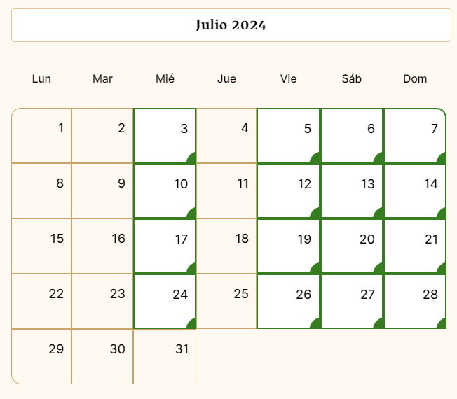Calendario Puy du Fou - Julio