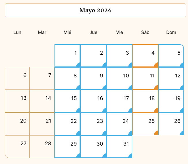 Calendario Puy du Fou - Mayo