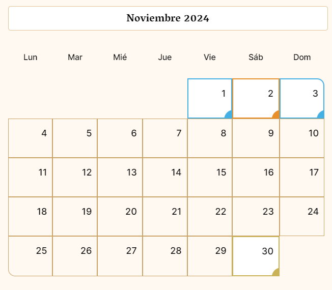 Calendario Puy du Fou - Noviembre